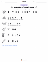 Invention of the Airplane printable worksheet preview
