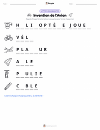 Aperçu de la feuille de travail imprimable Invention de l'avion