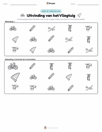 Uitvinding van het vliegtuig afdrukbare werkblad voorbeeld