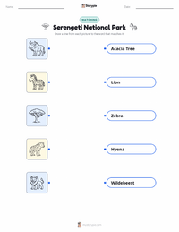 Serengeti National Park printable worksheet for kids