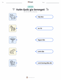 Tài liệu in sẵn Vườn quốc gia Serengeti cho trẻ em