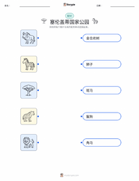 塞伦盖蒂国家公园 可打印工作表预览