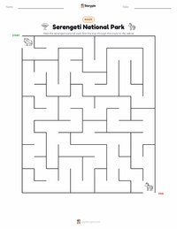 Serengeti National Park printable worksheet preview