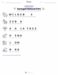 Serengeti National Park printable worksheet preview