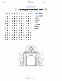 Serengeti National Park printable worksheet preview
