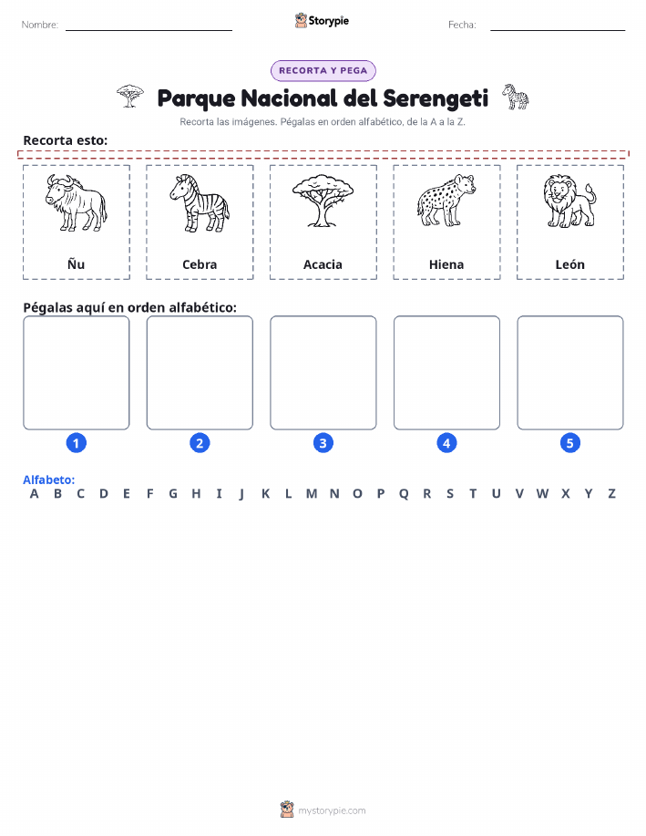 Cortar y Pegar el Alfabeto