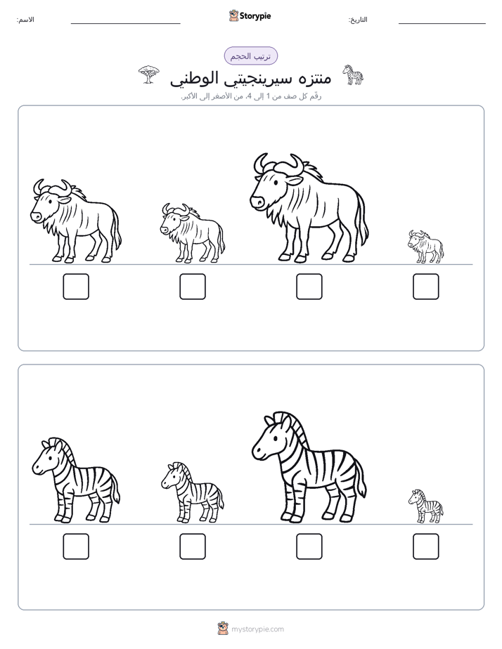 ترتيب الحجم