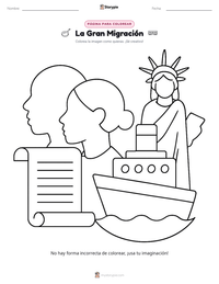 Página para colorear de La Gran Migración para niños