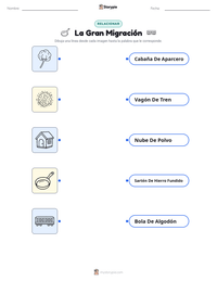 Hoja de trabajo imprimible de La Gran Migración para niños