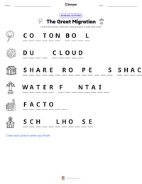 The Great Migration printable worksheet preview