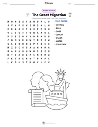 The Great Migration printable worksheet preview