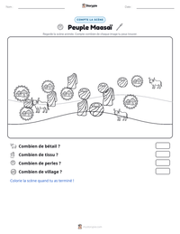 Aperçu de la feuille de travail imprimable Peuple Maasaï