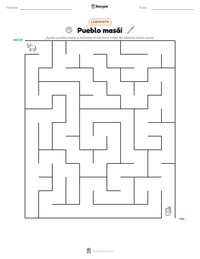 Vista previa de la hoja de trabajo imprimible de Pueblo masái