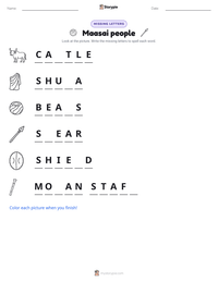 Maasai people printable worksheet preview