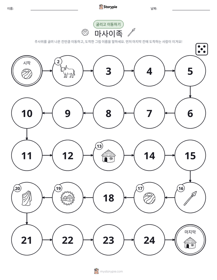 주사위 굴리고 이동하기 게임