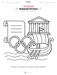 Halaman mewarnai Olimpiade Pertama untuk anak-anak