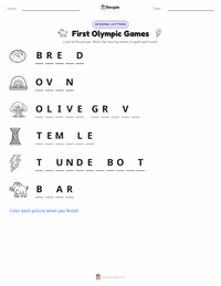 First Olympic Games printable worksheet preview