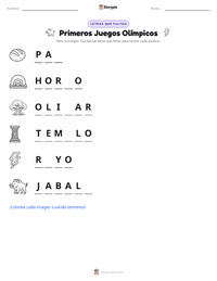 Vista previa de la hoja de trabajo imprimible de Primeros Juegos Olímpicos