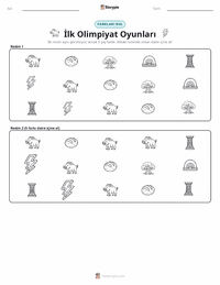 İlk Olimpiyat Oyunları yazdırılabilir çalışma sayfası önizlemesi