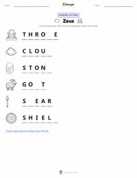 Zeus printable worksheet preview