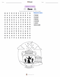 Aperçu de la feuille de travail imprimable Zeus et la Création des Dieux Olympiens