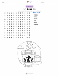 Zeus en de Schepping van de Olympische Goden afdrukbare werkblad voorbeeld