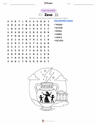 Prévia da folha de atividades imprimível Zeus e a Criação dos Deuses do Olimpo