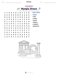 Olympia, Greece printable worksheet preview