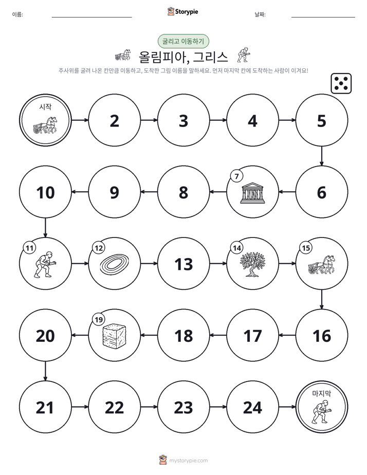 주사위 굴리고 이동하기 게임