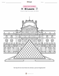 Página para colorear de El Louvre para niños