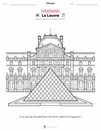 Page de coloriage Le Louvre pour les enfants