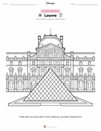 Halaman mewarnai Louvre untuk anak-anak