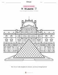 Pagina da colorare di Il Louvre per bambini