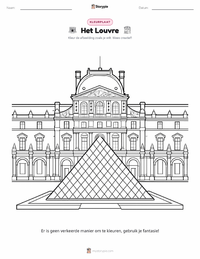 Het Louvre kleurplaat voor kinderen