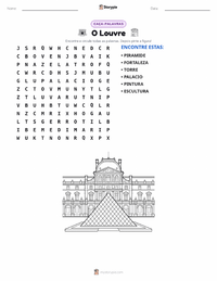 Prévia da folha de atividades imprimível O Louvre