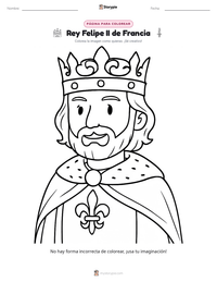 Vista previa de la hoja de trabajo imprimible de Rey Felipe II de Francia