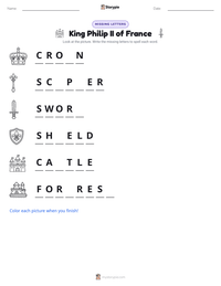 King Philip II of France printable worksheet preview