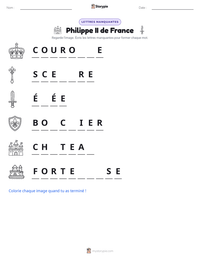 Aperçu de la feuille de travail imprimable Philippe II de France