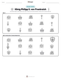 König Philipp II. von Frankreich druckbare Arbeitsblatt Vorschau
