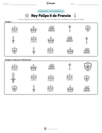 Vista previa de la hoja de trabajo imprimible de Rey Felipe II de Francia