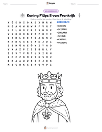 Koning Filips II van Frankrijk afdrukbare werkblad voorbeeld