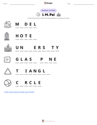 I. M. Pei printable worksheet preview