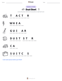 Dust Bowl printable worksheet preview