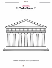 The Parthenon coloring page for kids