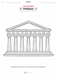 Halaman mewarnai Parthenon untuk anak-anak