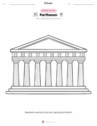 Partenon çocuklar için boyama sayfası