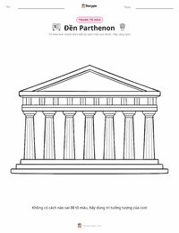 Trang tô màu Đền Parthenon cho trẻ em
