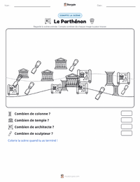 Aperçu de la feuille de travail imprimable Le Parthénon