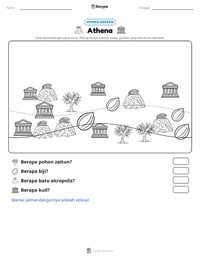 Prabaca lembar kerja cetak Athena dan Kontes untuk Athena
