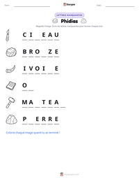 Aperçu de la feuille de travail imprimable Phidias